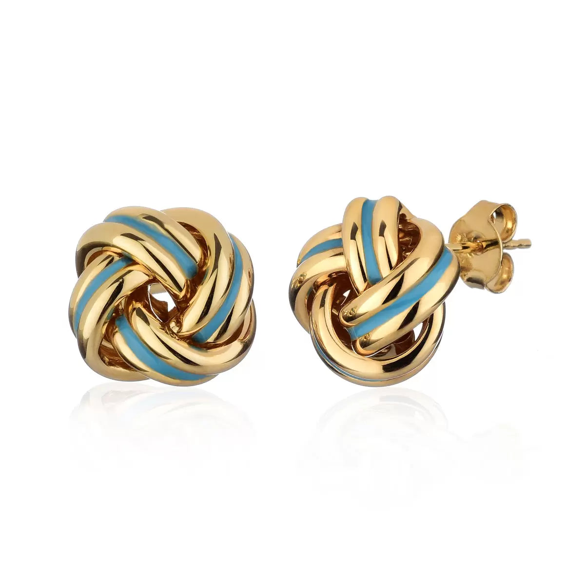 14ct Yellow Gold & Enamel Love Knot Earrings