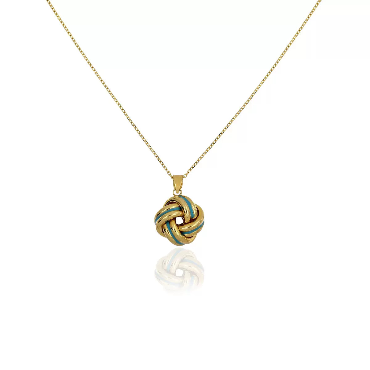 14ct Yellow Gold Enamel Love Knot Necklace