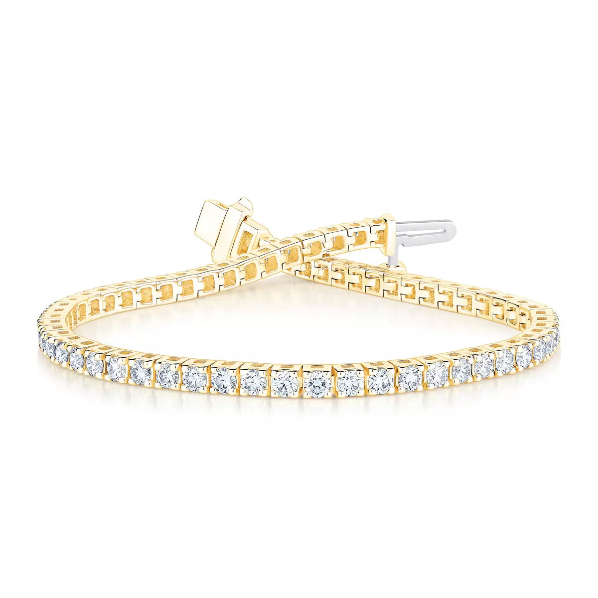 3.00ctw Round Brilliant Cut Tennis Bracelet, 18ct Yellow Gold