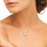 7.5-8mm Cultured Freshwater White Pearl & 0.25ctw Diamond Necklace 14ct White Gold