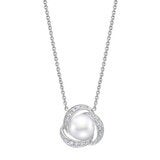 7.5-8mm Cultured Freshwater White Pearl & 0.25ctw Diamond Necklace 14ct White Gold