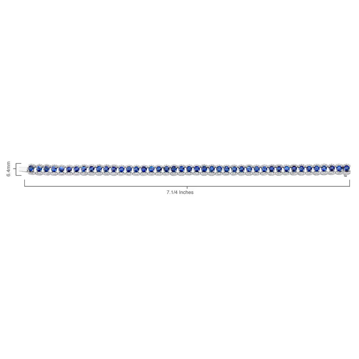 Round Cut Blue Sapphire & 0.90ctw Diamond Bracelet, 18ct White Gold