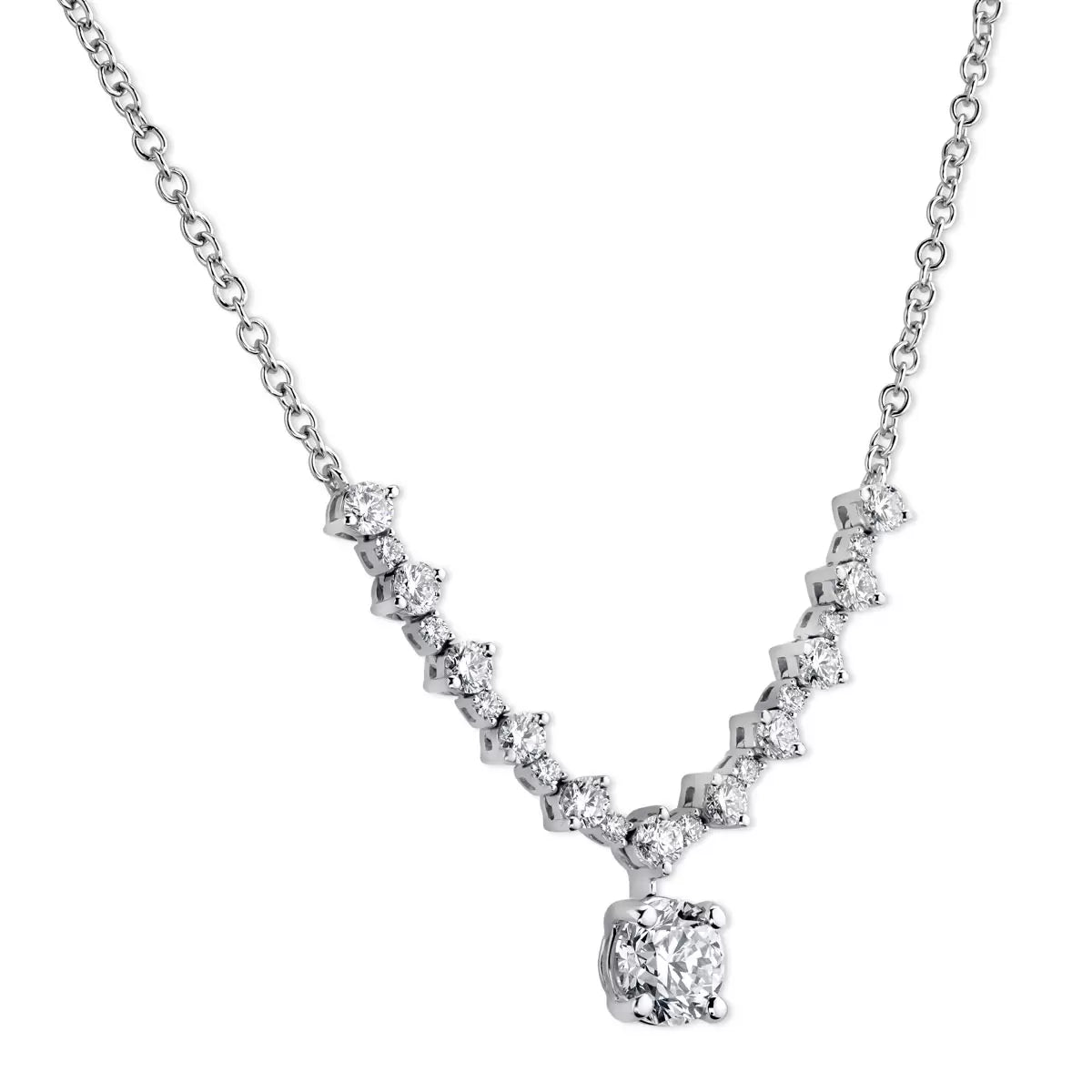 1.62ctw Round Brilliant Cut Diamond Drop Necklace, 18ct White Gold