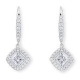1.38ctw Princess Cut Diamond Halo Earrings 18ct White Gold