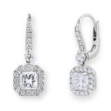 2.00ctw Princess Cut Diamond Halo Earrings 18ct White Gold