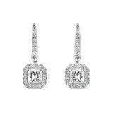 2.00ctw Princess Cut Diamond Halo Earrings 18ct White Gold