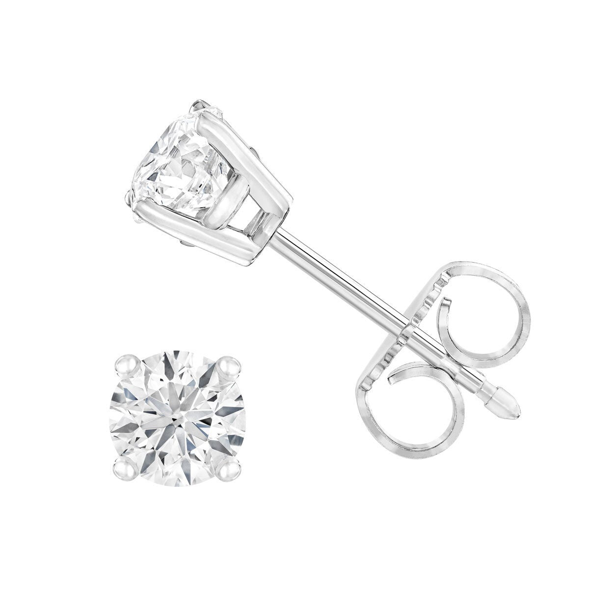 0.80ctw Round Brilliant Cut Diamond Stud Earrings 14ct White Gold