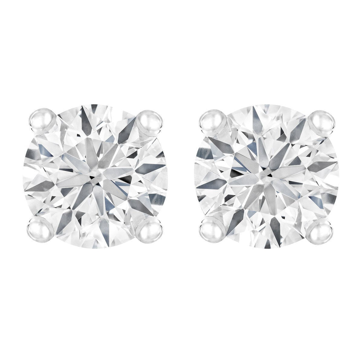 0.80ctw Round Brilliant Cut Diamond Stud Earrings 14ct White Gold