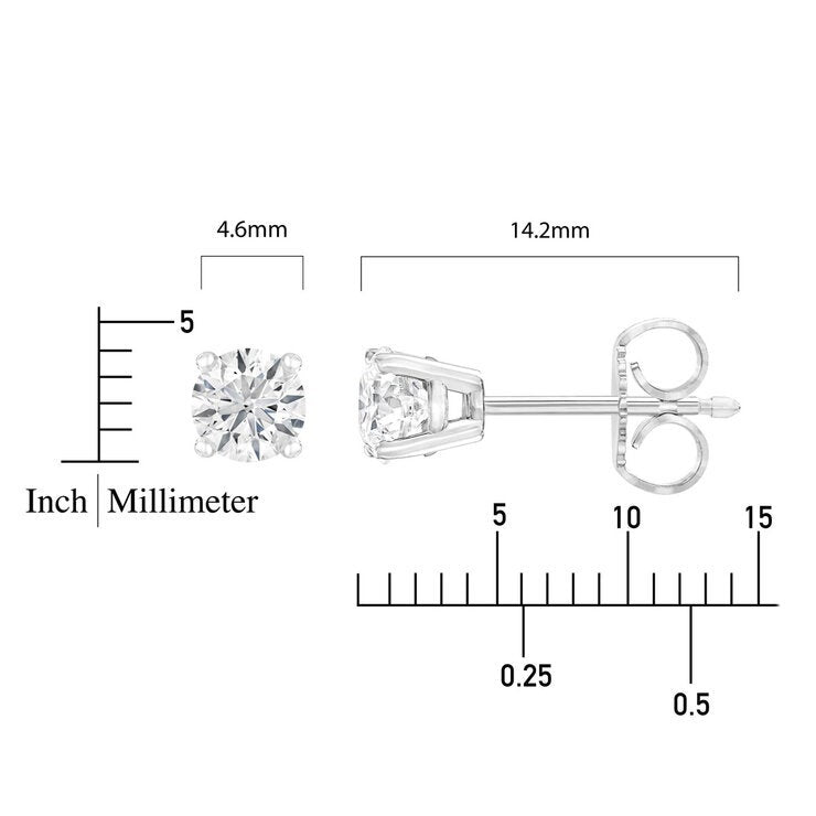 0.80ctw Round Brilliant Cut Diamond Stud Earrings 14ct White Gold
