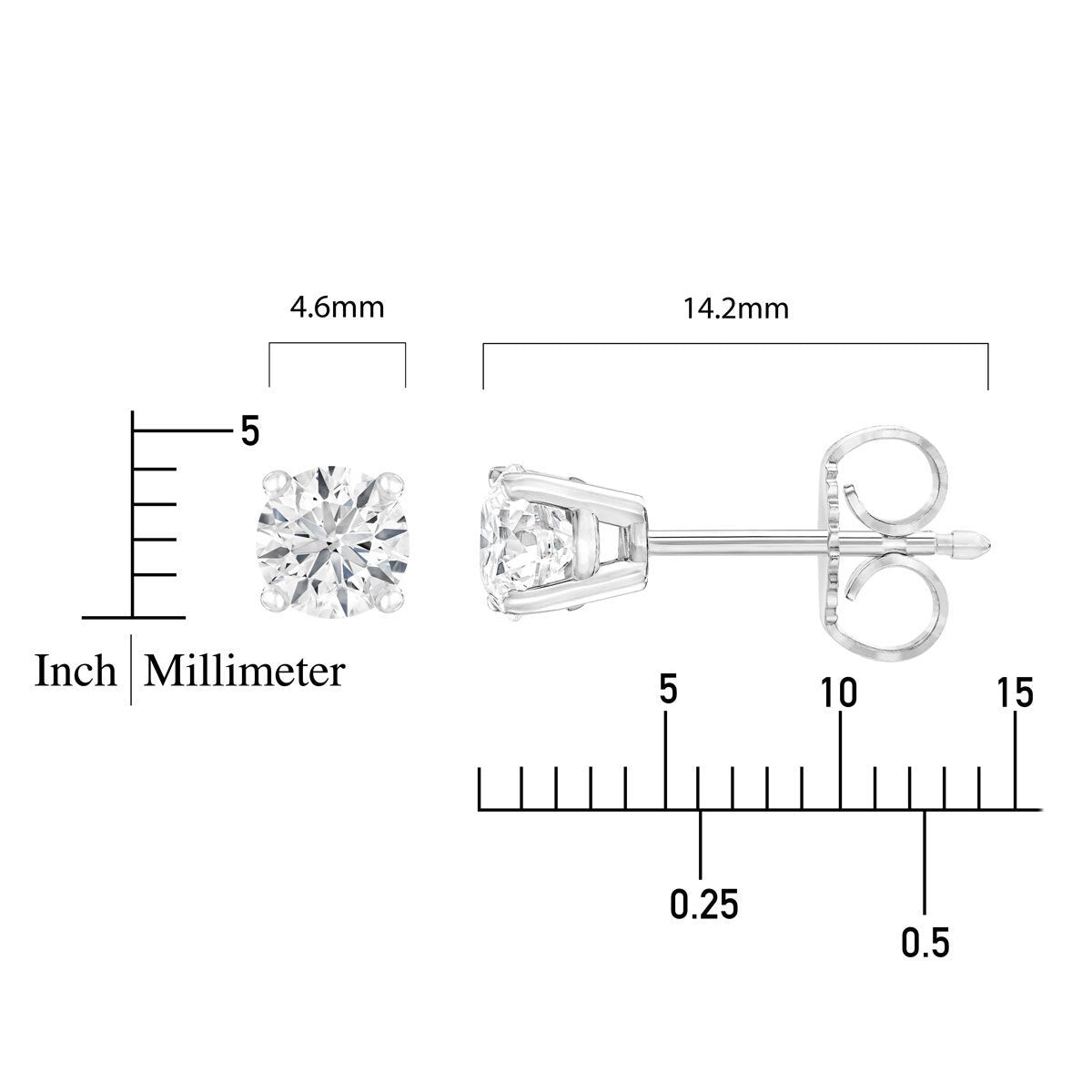 0.80ctw Round Brilliant Cut Diamond Stud Earrings 14ct White Gold