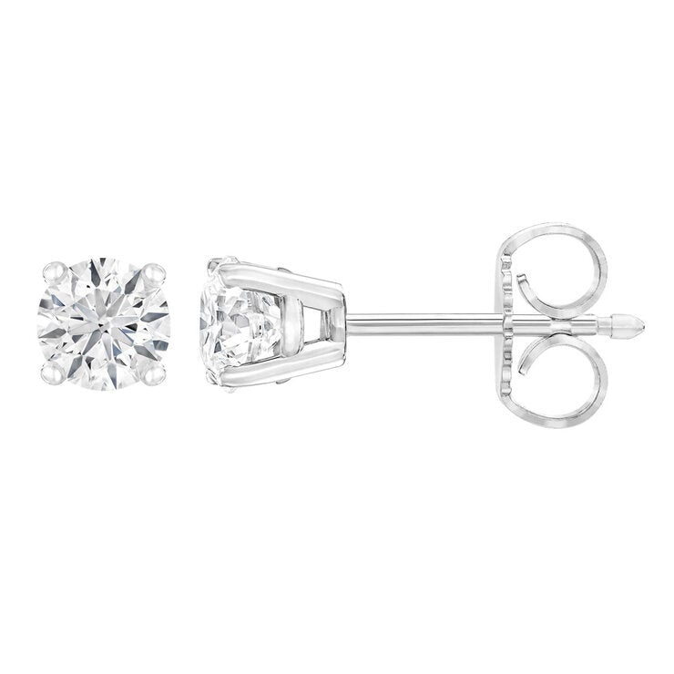 0.80ctw Round Brilliant Cut Diamond Stud Earrings 14ct White Gold