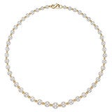 5-9mm Cultured Freshwater Pearl & Gold Bead Graduated Necklace 14ct Yellow Gold