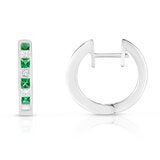 Princess Cut Lab Emerald 0.33ctw Diamond Hoop Earrings 14ct White Gold