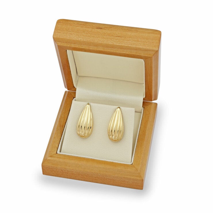 14ct Yellow Gold Textured Tear Drop Stud Earrings