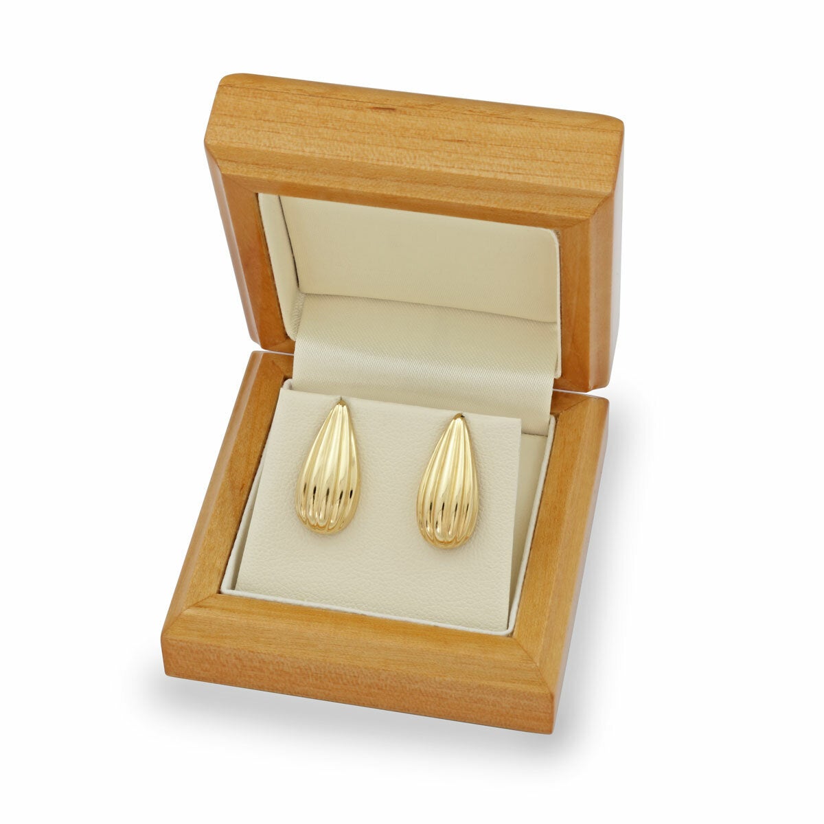 14ct Yellow Gold Textured Tear Drop Stud Earrings