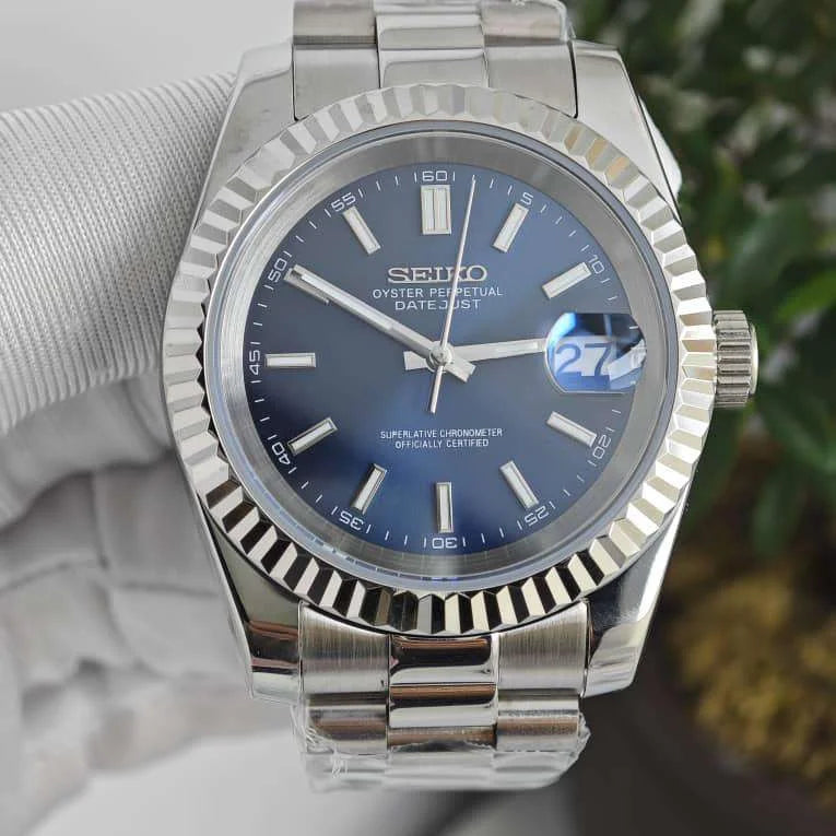 Seiko Dark Blue DateJust Watch - 36mm / 39mm - Custom NH35 Automatic Movement