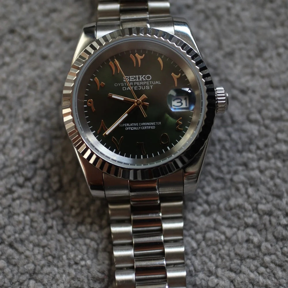 Seiko Green Arabic Dial DateJust Watch - 36mm/39mm - Custom Seiko NH35 Automatic