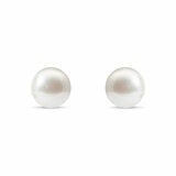 7-7.5mm Cultured Freshwater White Pearl Earrings 14ct Yellow Gold