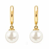 8-8.5mm Cultured Freshwater White Pearl Earrings 14ct Yellow Gold