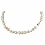 7-7.5mm Cultured Freshwater White Pearl Necklace 14ct Yellow Gold