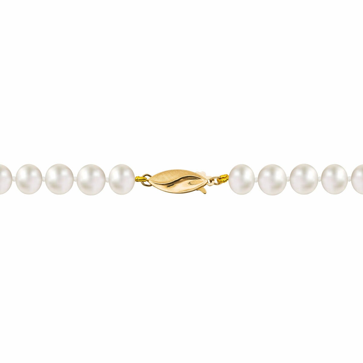 7-7.5mm Cultured Freshwater White Pearl Necklace 14ct Yellow Gold