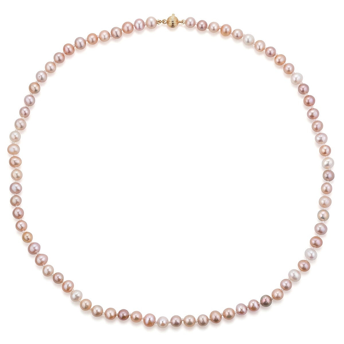 5-5.5mm Cultured Freshwater Pink Pearl Necklace 14ct Yellow Gold