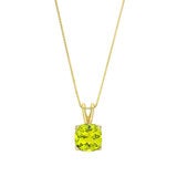 Cushion Cut Peridot Pendant 14ct Yellow Gold