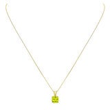 Cushion Cut Peridot Pendant 14ct Yellow Gold