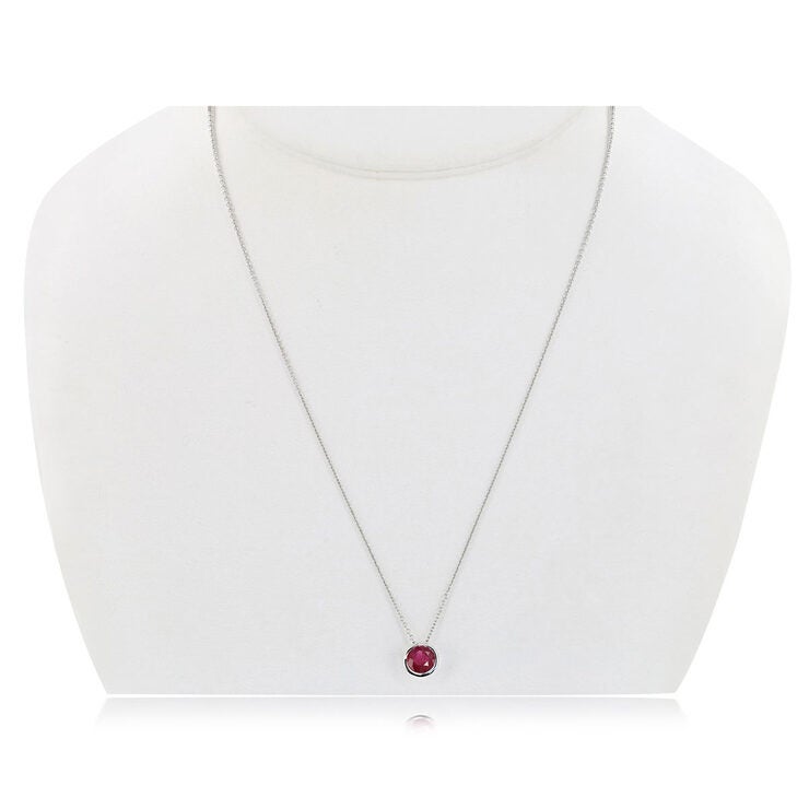 Round Cut Ruby Pendant 14ct White Gold