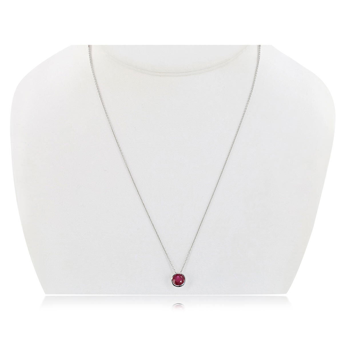 Round Cut Ruby Pendant 14ct White Gold