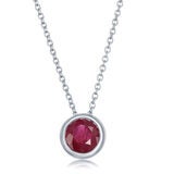Round Cut Ruby Pendant 14ct White Gold