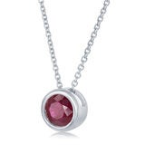 Round Cut Ruby Pendant 14ct White Gold