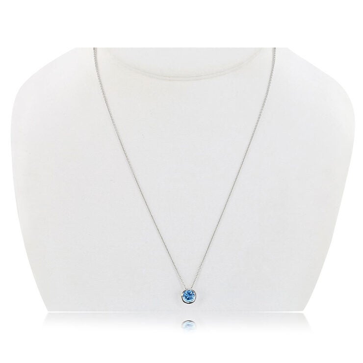 Round Cut Topaz Pendant 14ct White Gold