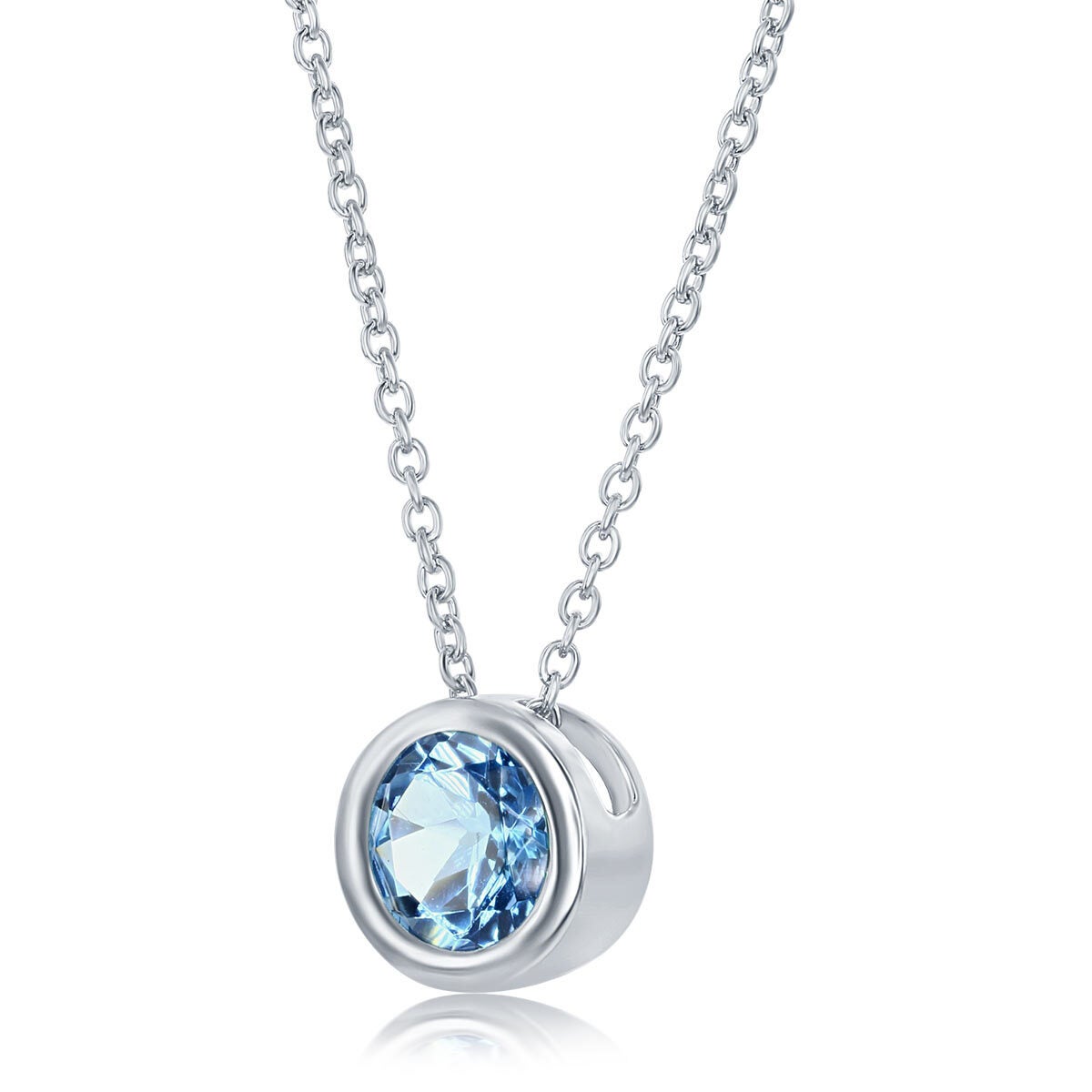Round Cut Topaz Pendant 14ct White Gold