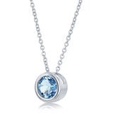Round Cut Topaz Pendant 14ct White Gold
