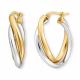 14ct Yellow & White Gold Wave Hoop Earrings