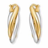 14ct Yellow & White Gold Wave Hoop Earrings