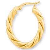 14ct Yellow Gold Twist Oval Hoop Earrings