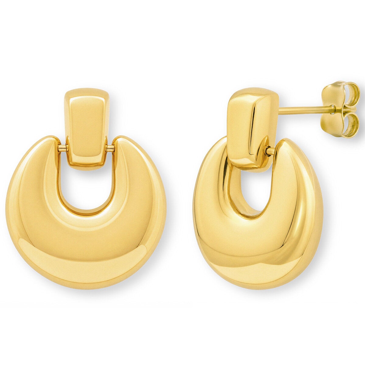 14ct Yellow Gold Plain Circle Drop Earrings