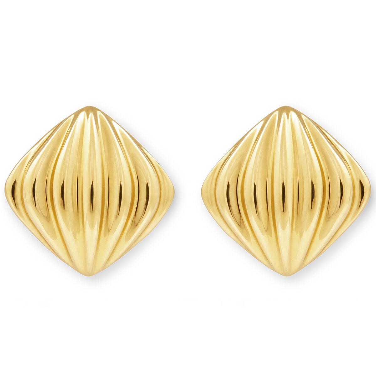 14ct Yellow Gold Textured Cushion Stud Earrings