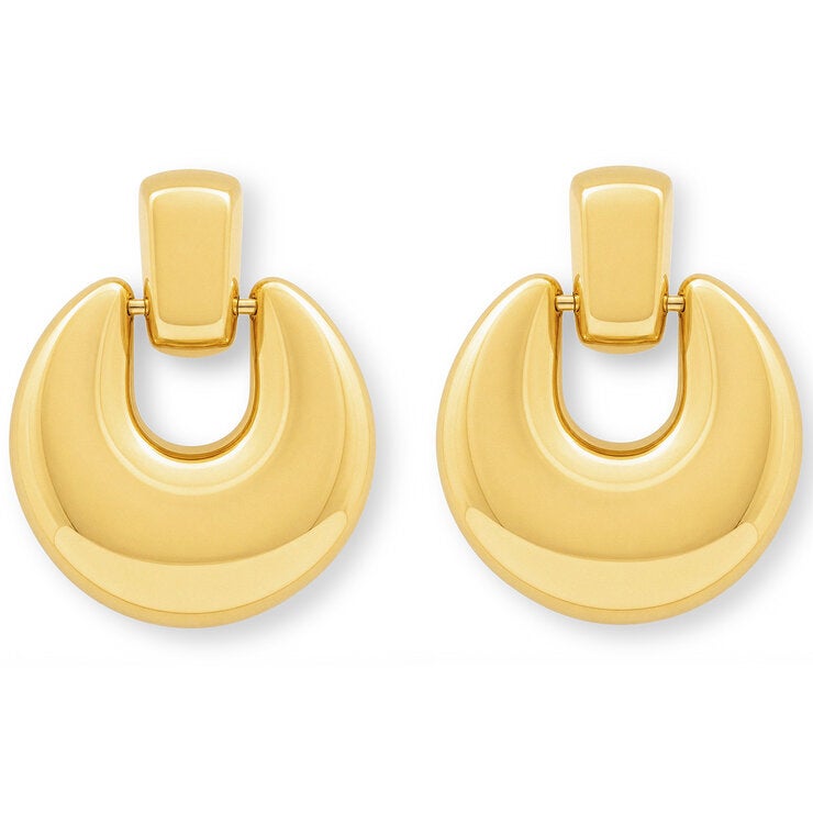 14ct Yellow Gold Plain Circle Drop Earrings