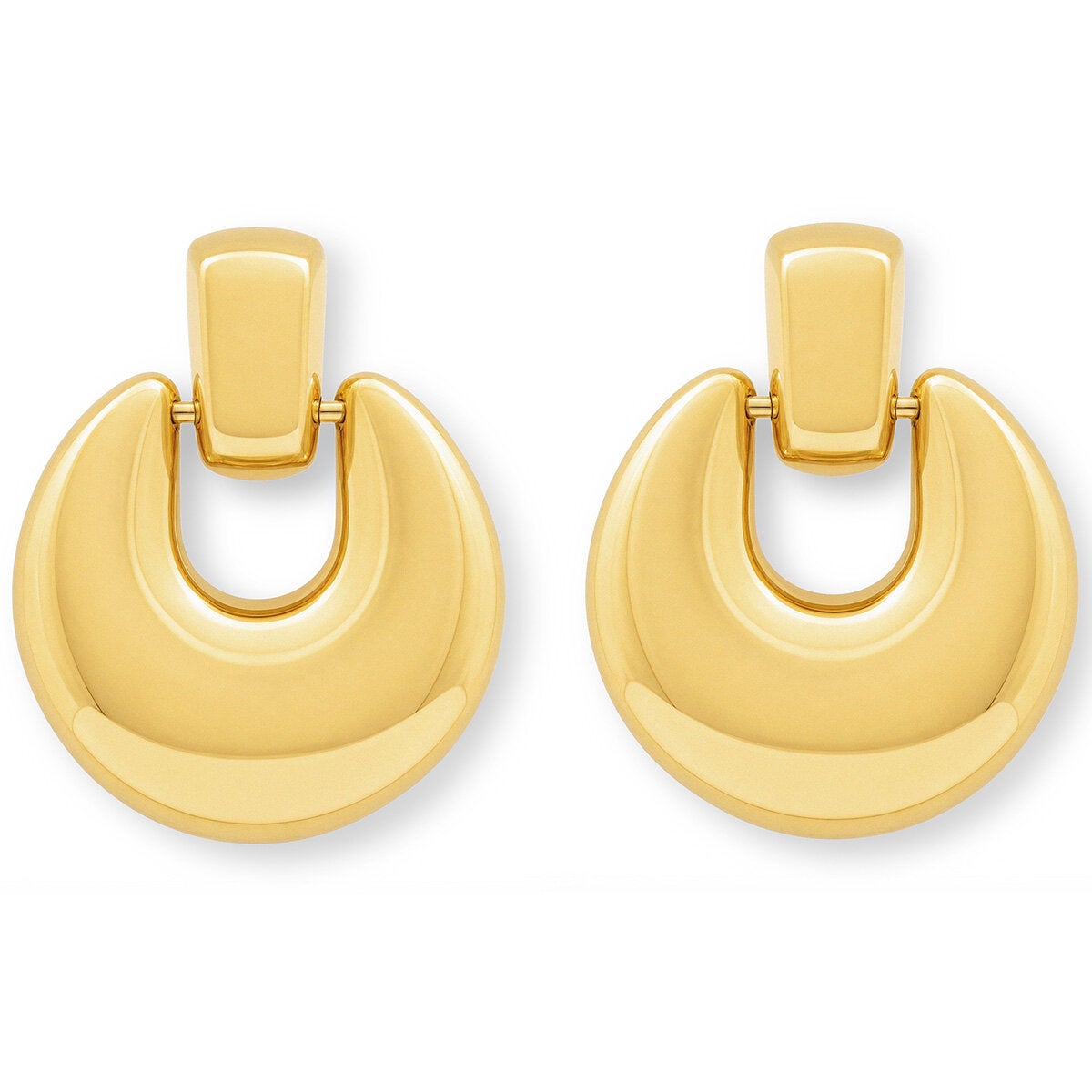 14ct Yellow Gold Plain Circle Drop Earrings