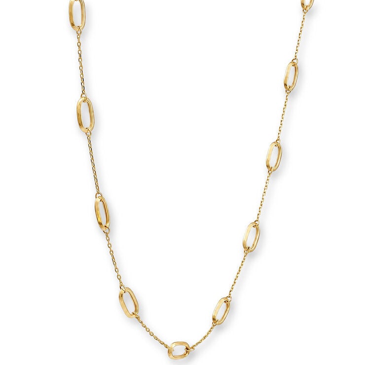 14ct Yellow Gold Paperclip Station Necklace