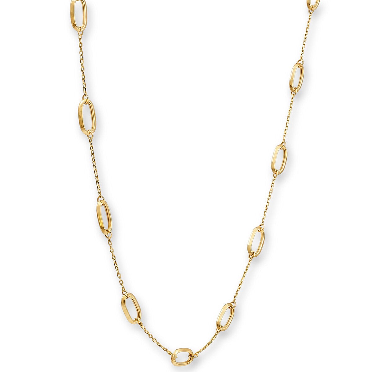 14ct Yellow Gold Paperclip Station Necklace