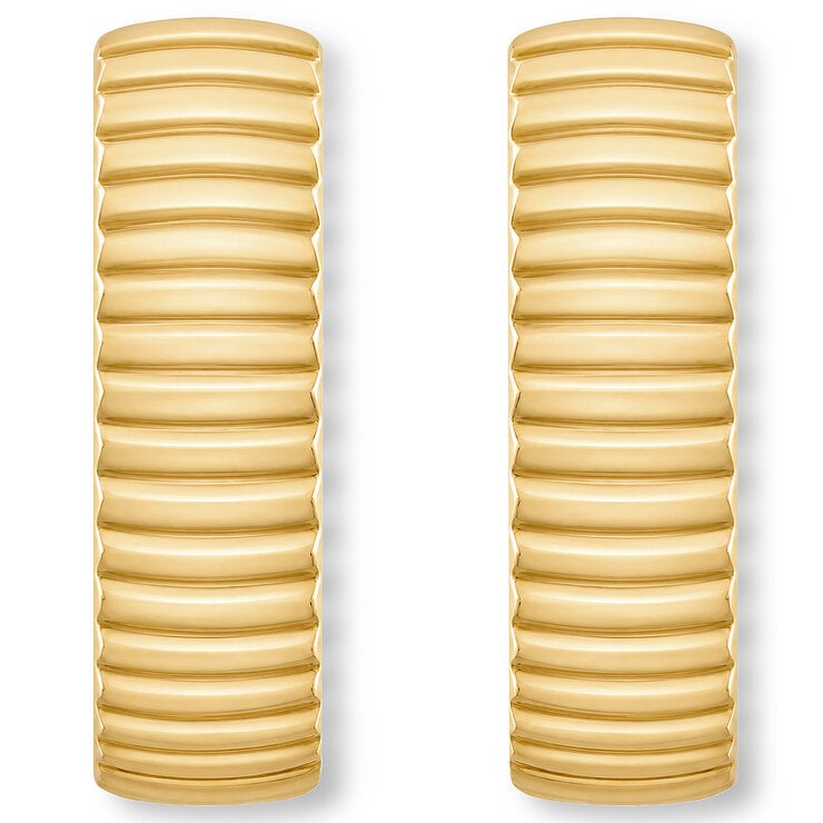 14ct Yellow Gold Line Hoop Earrings