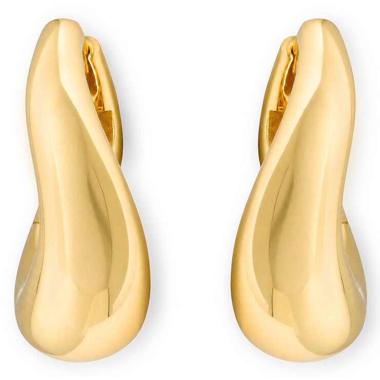 14ct Yellow Gold Wave Hoop Earrings