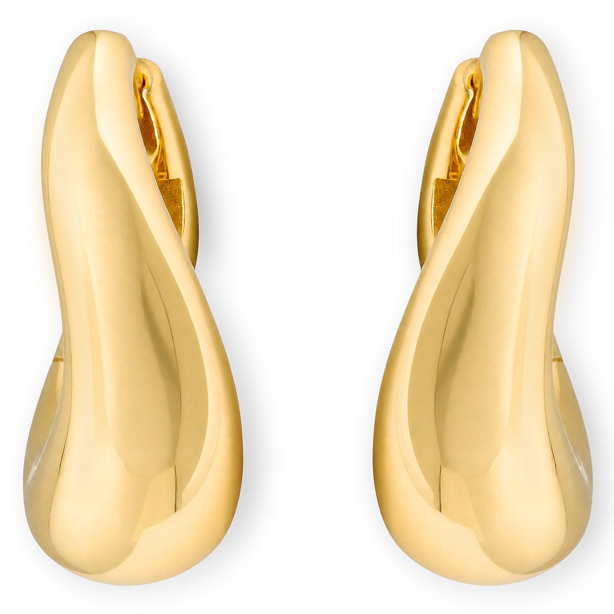 14ct Yellow Gold Wave Hoop Earrings