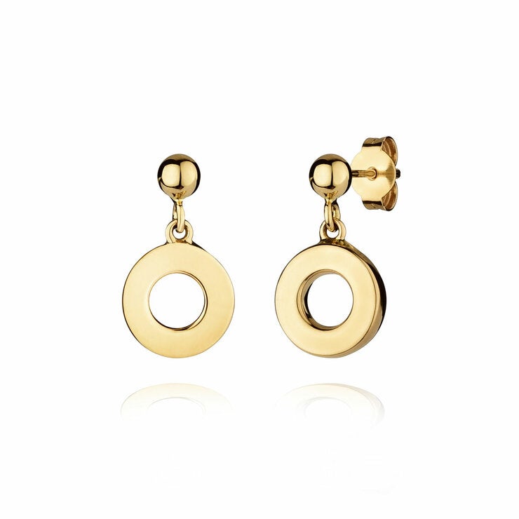 14ct Yellow Gold Circle Drop Earrings