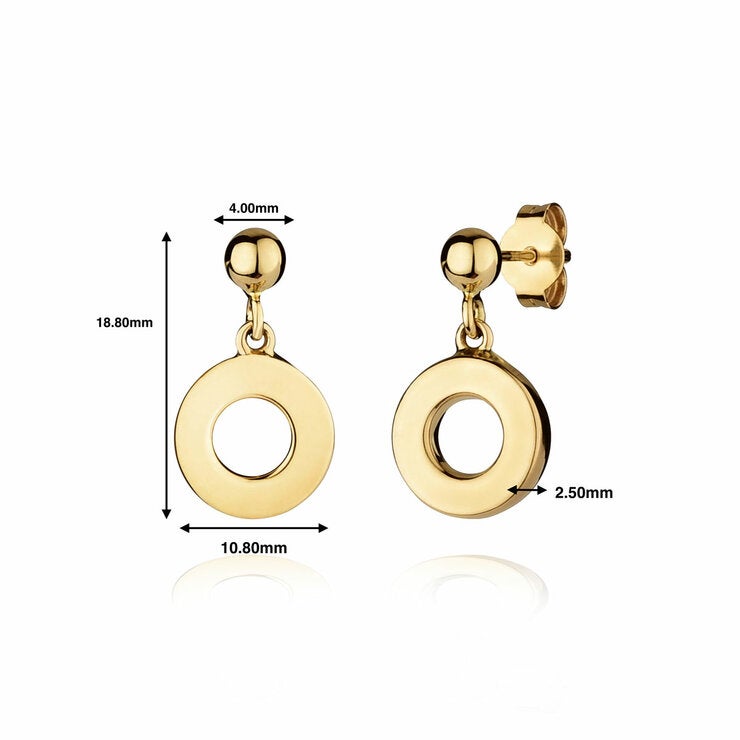 14ct Yellow Gold Circle Drop Earrings
