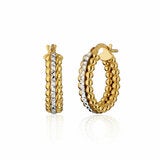 14ct Yellow & White Gold Bead Hoop Earrings